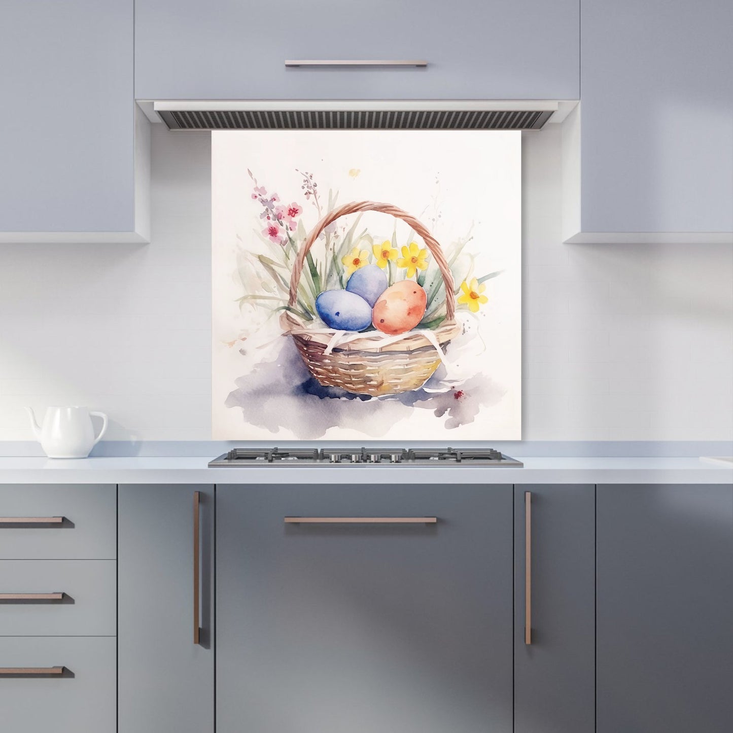 Watercolour Easter Basket Kitchen Splashback