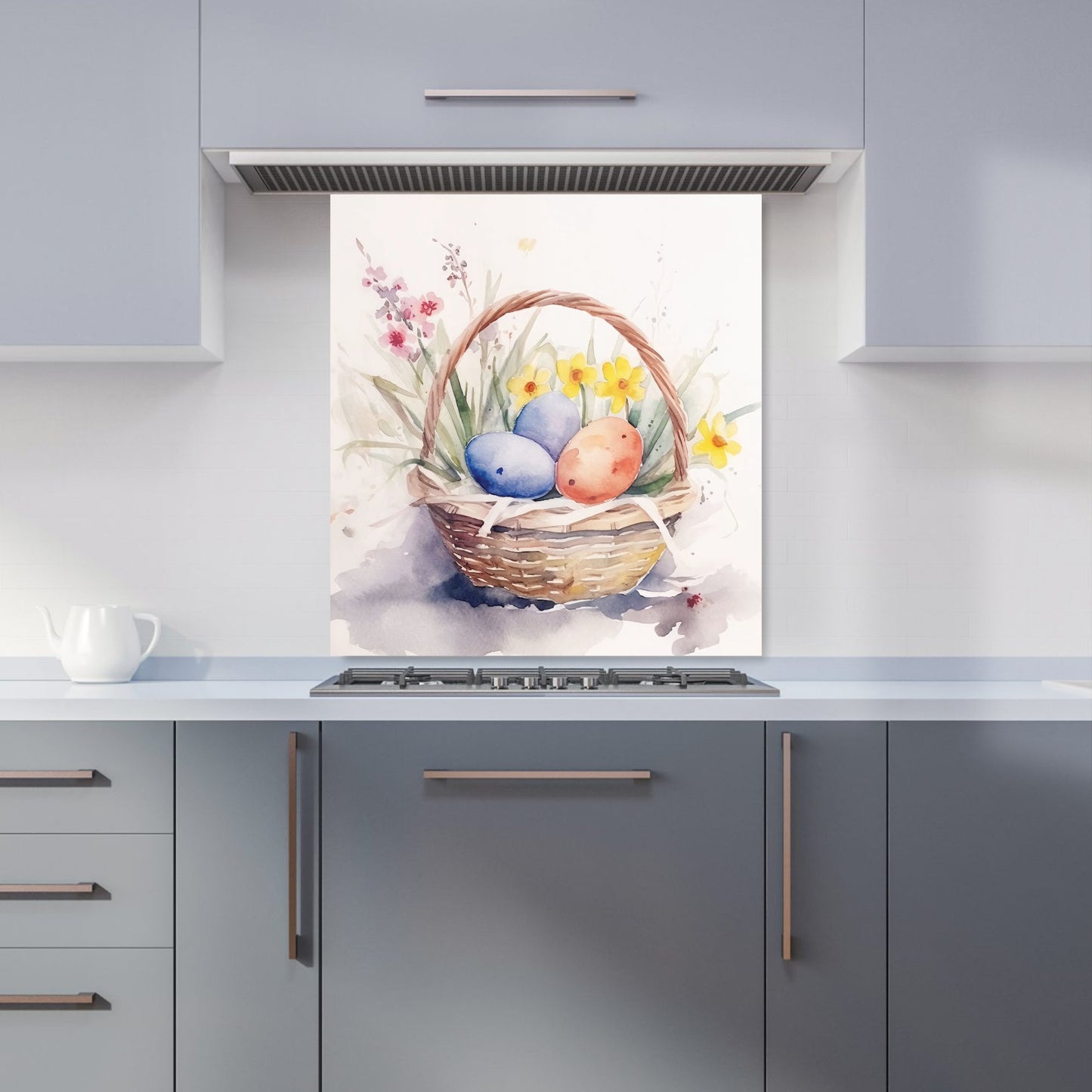 Watercolour Easter Basket Kitchen Splashback