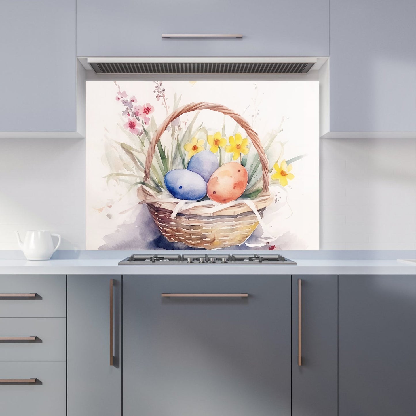 Watercolour Easter Basket Kitchen Splashback