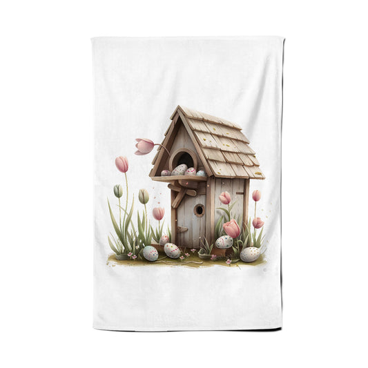 Sweet Easter Birdhouse Tea Towel