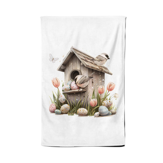 Easter Birdhouse Tea Towel
