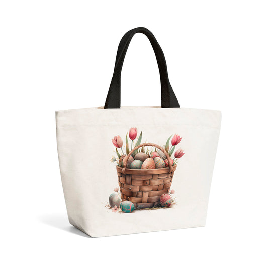 Easter Egg Basket And Tulips Beach Shopper Tote Bag