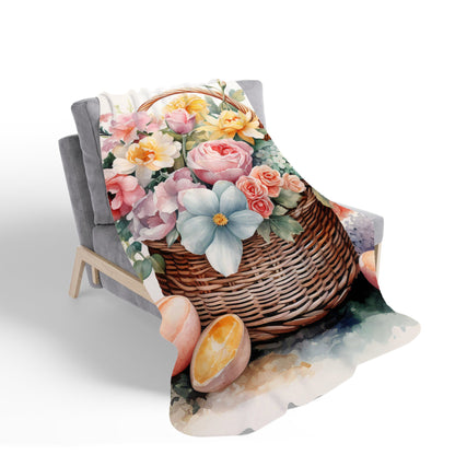 Easter Watercolour Basket Sherpa Blanket