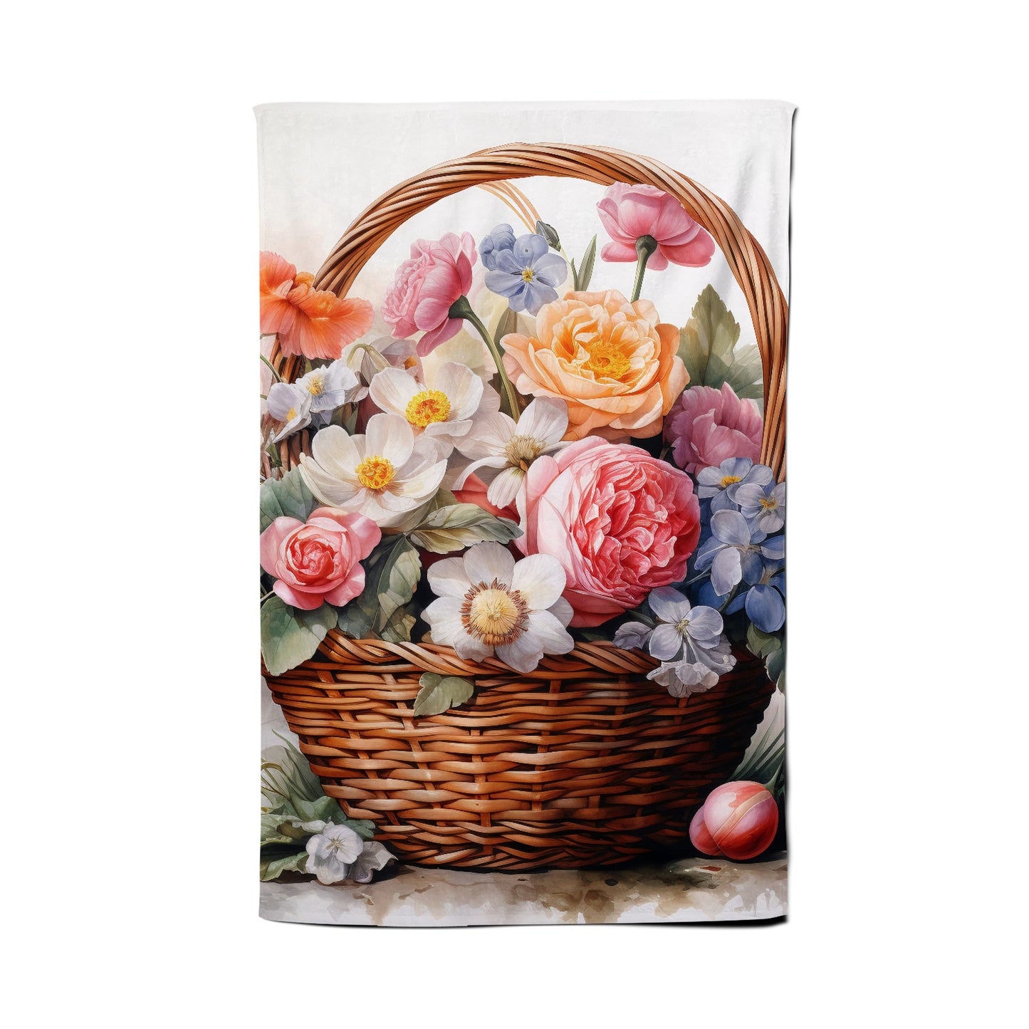 Victorian Easter Basket Watercolour Tea Towel