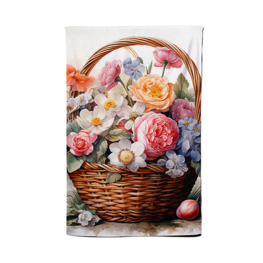 Victorian Easter Basket Watercolour Tea Towel