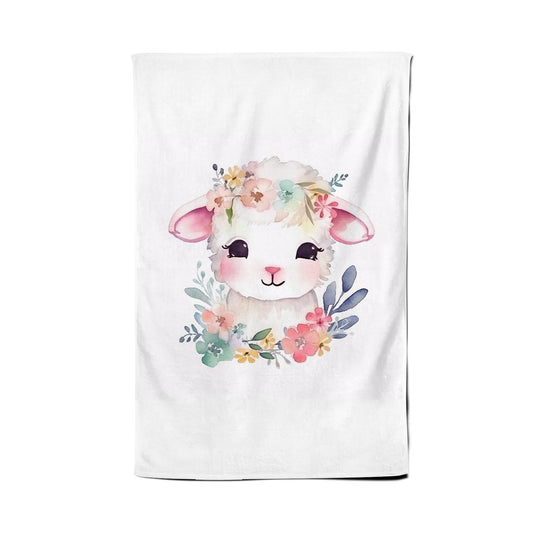 Hand Drawn Easter Lamb Watercolour Tea Towel
