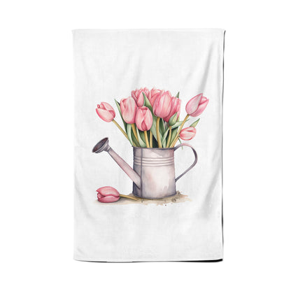 Tuplips In A Watering Can Watercolour Tea Towel