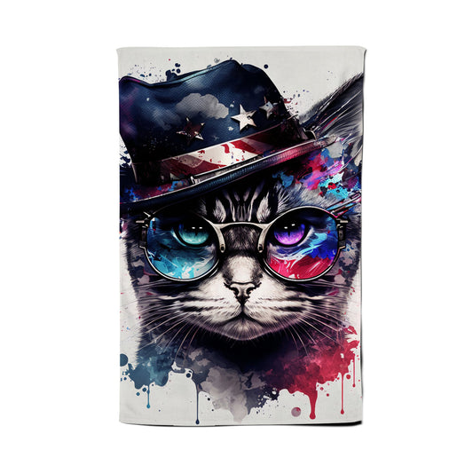American Shorthair Cat Face Glasses Splashart Tea Towel
