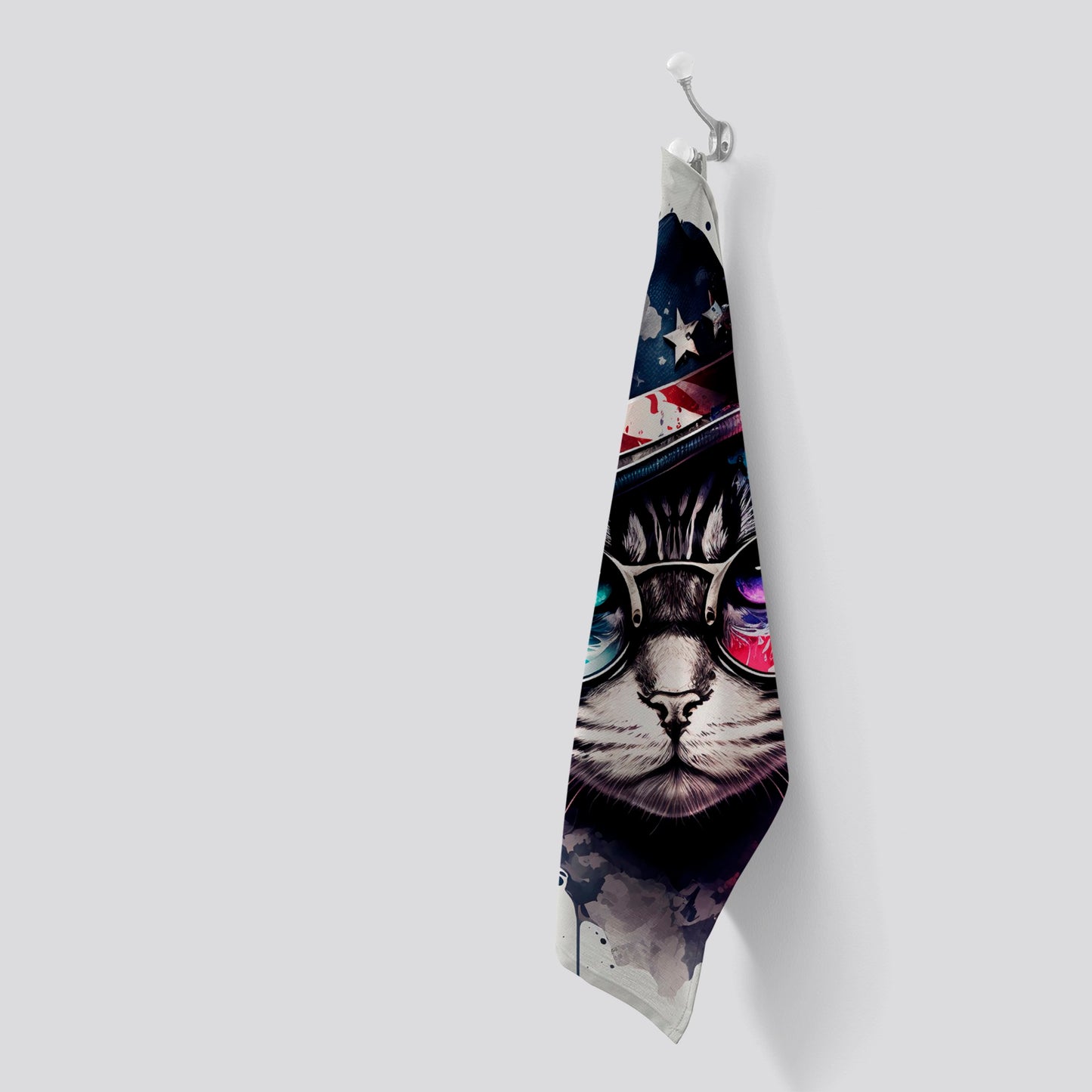 American Shorthair Cat Face Glasses Splashart Tea Towel