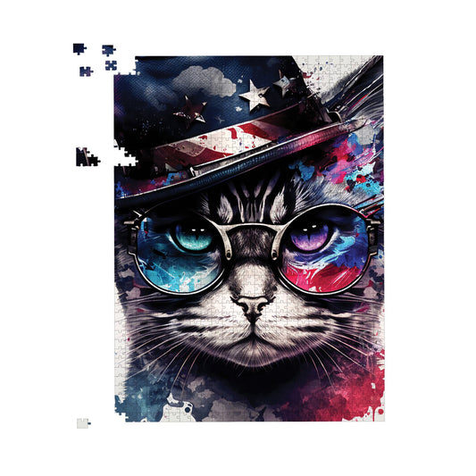 American Shorthair Cat Face Splashart Jigsaw Puzzle