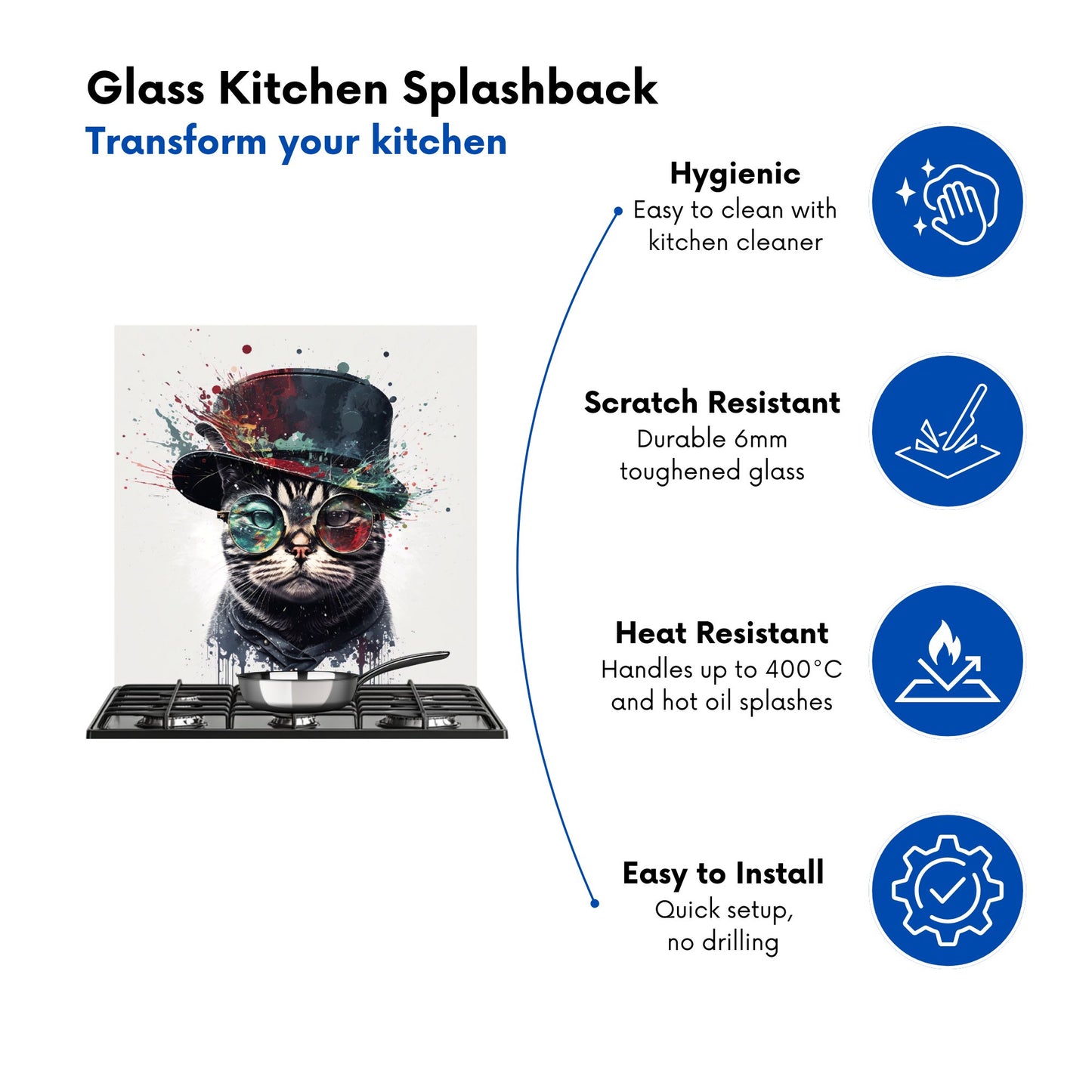 American Shorthair Cat Splashart Kitchen Splashback