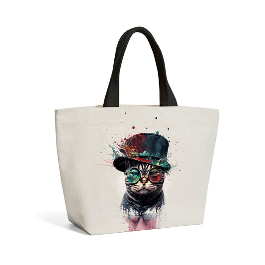 American Shorthair Cat Splashart Beach Shopper Tote Bag