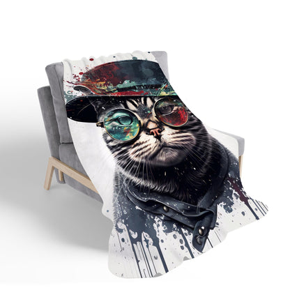 American Shorthair Cat Splashart Sherpa Blanket