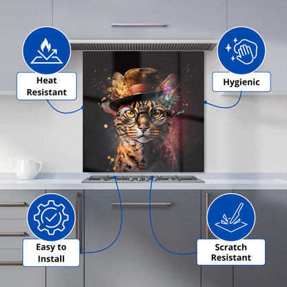 Bengal Cat With Glasses Splashart Kitchen Splashback