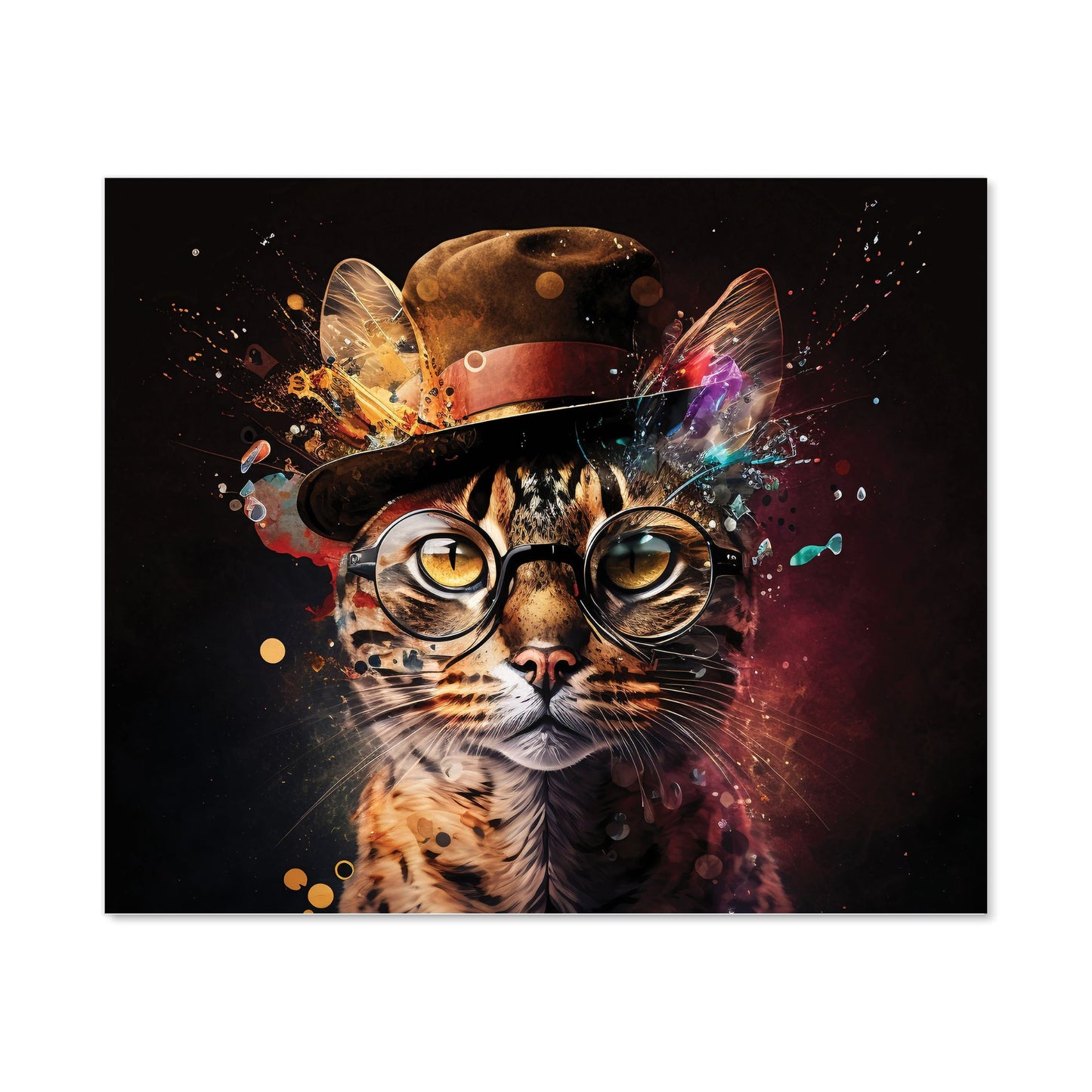 Bengal Cat With Glasses Splashart Kitchen Splashback