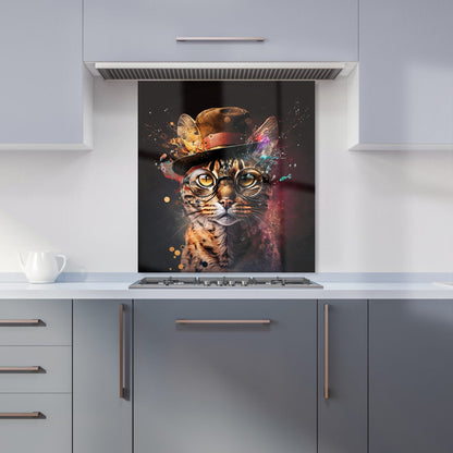 Bengal Cat With Glasses Splashart Kitchen Splashback