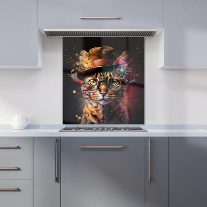 Bengal Cat With Glasses Splashart Kitchen Splashback