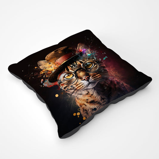 Bengal Cat With Glasses Splashart Pet Bed