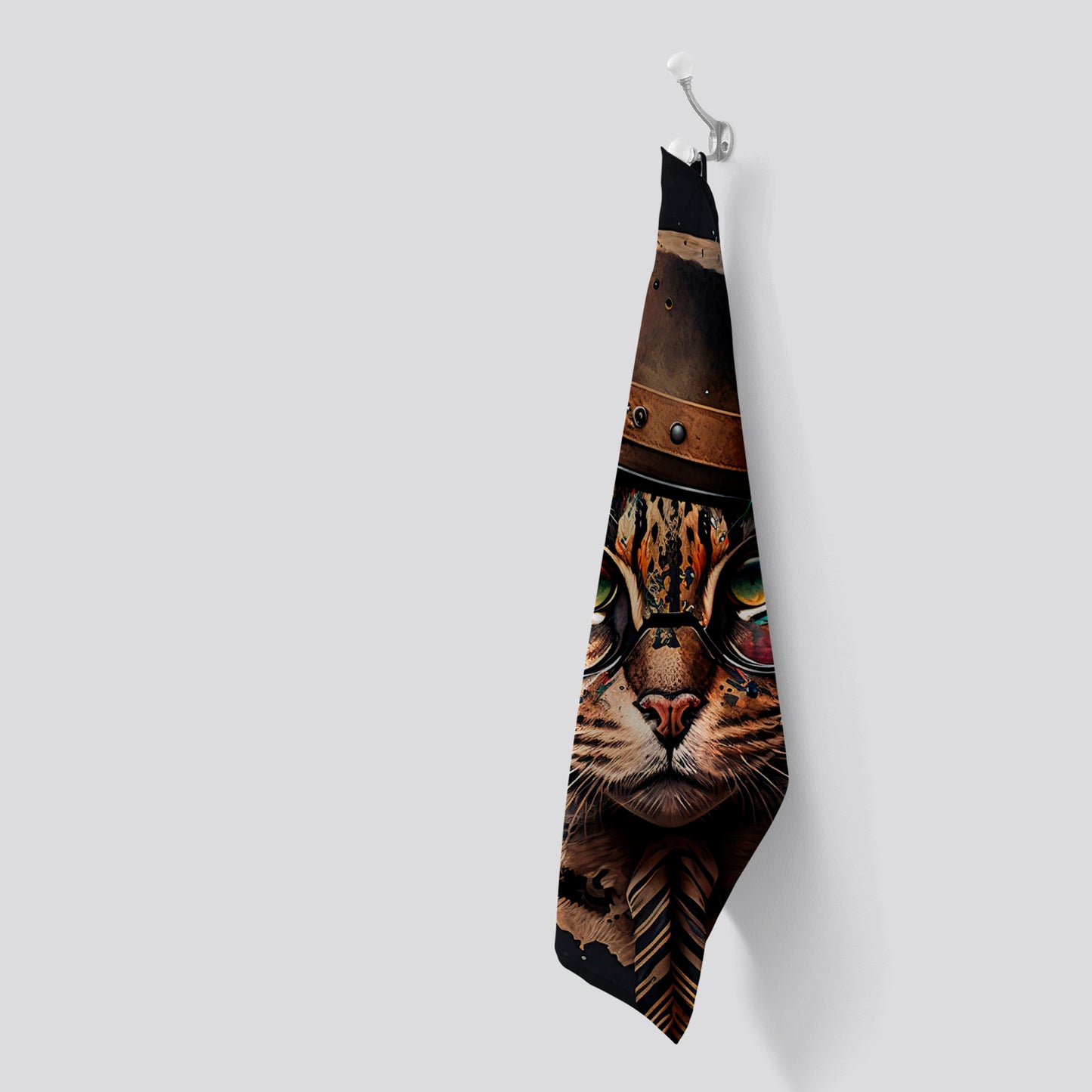 Bengal Cat With Glasses Splashart Tea Towel