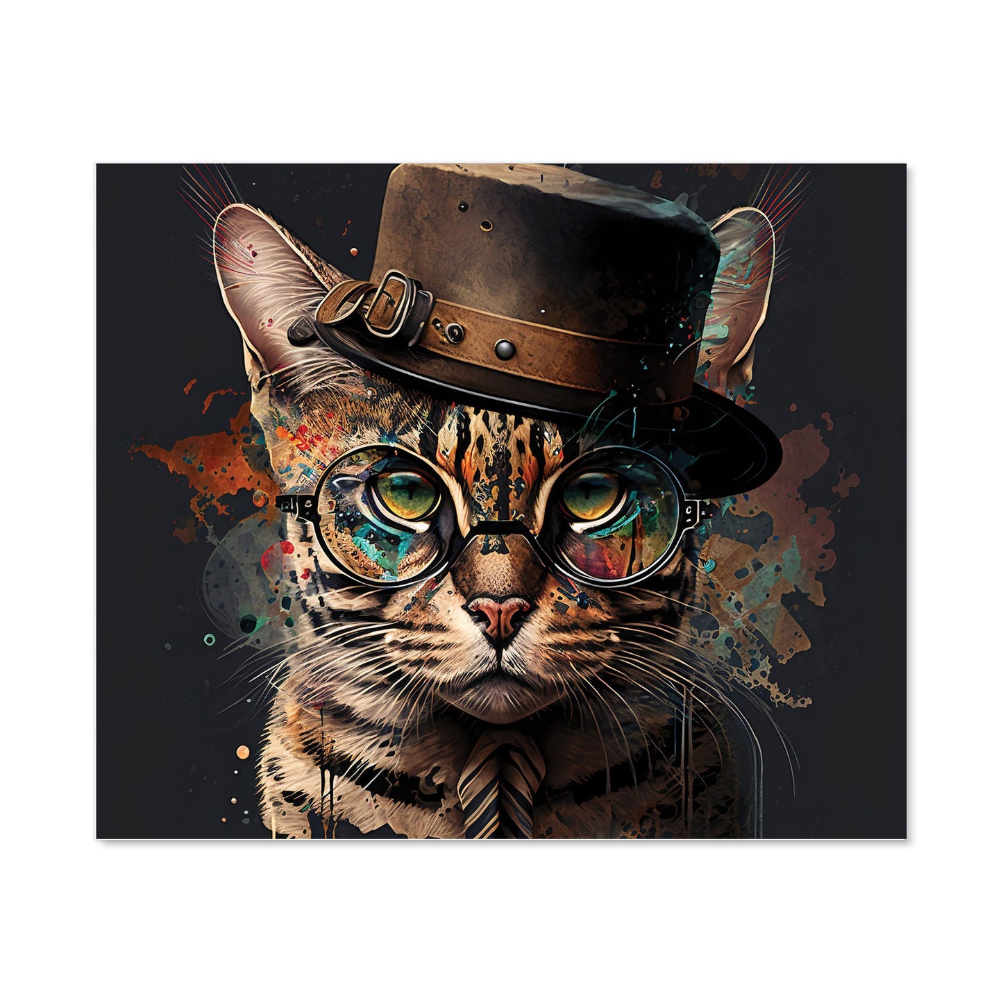 Bengal Cat With Glasses Kitchen Splashback
