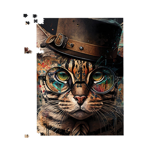 Bengal Cat With Glasses Jigsaw Puzzle