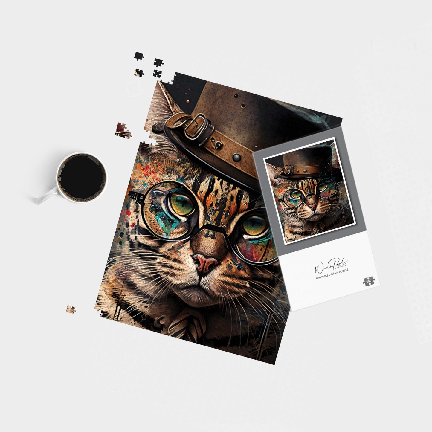 Bengal Cat With Glasses Jigsaw Puzzle