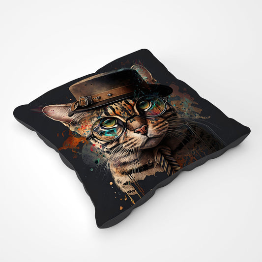 Bengal Cat With Glasses Pet Bed