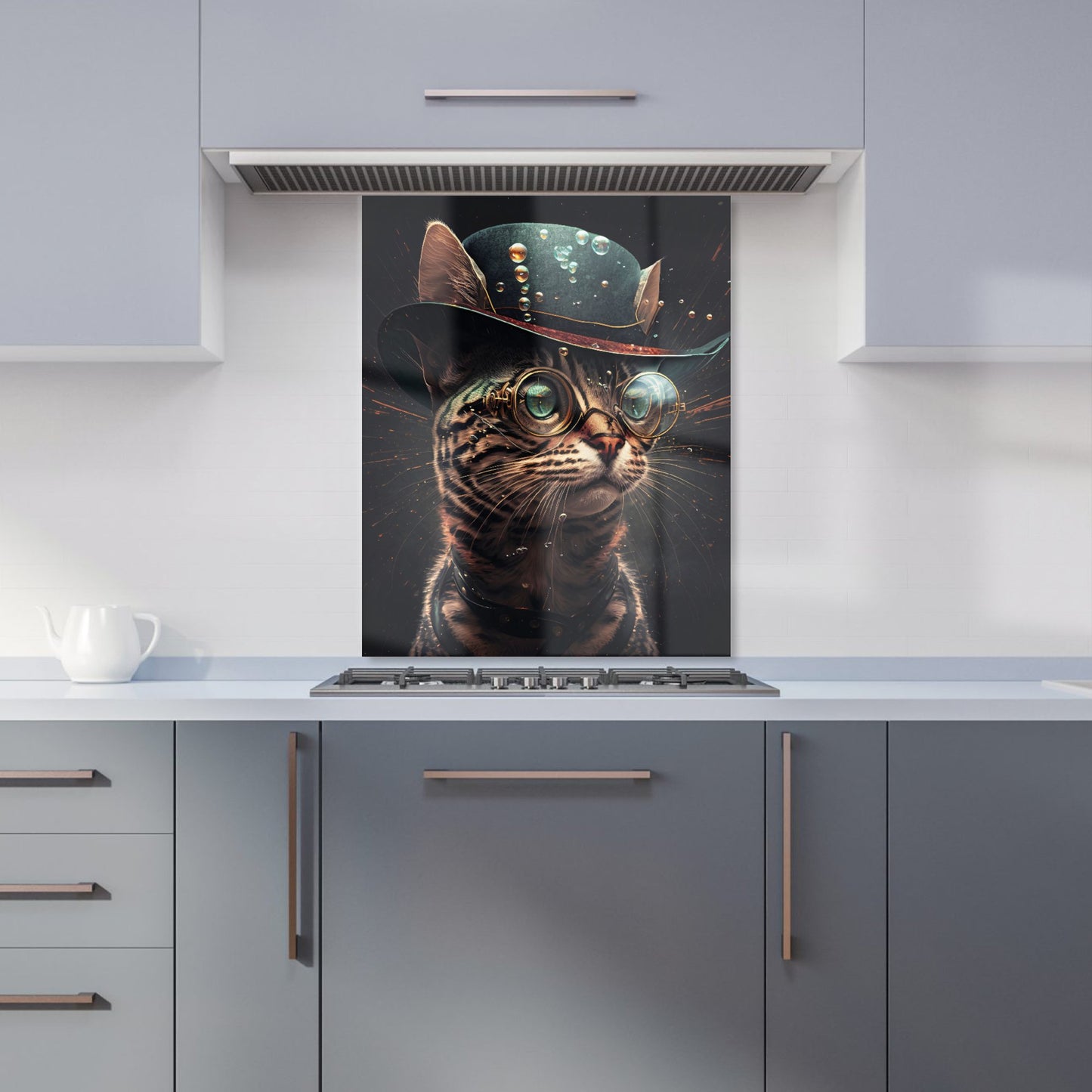 Bengal Cat Face Glasses Splashart Kitchen Splashback