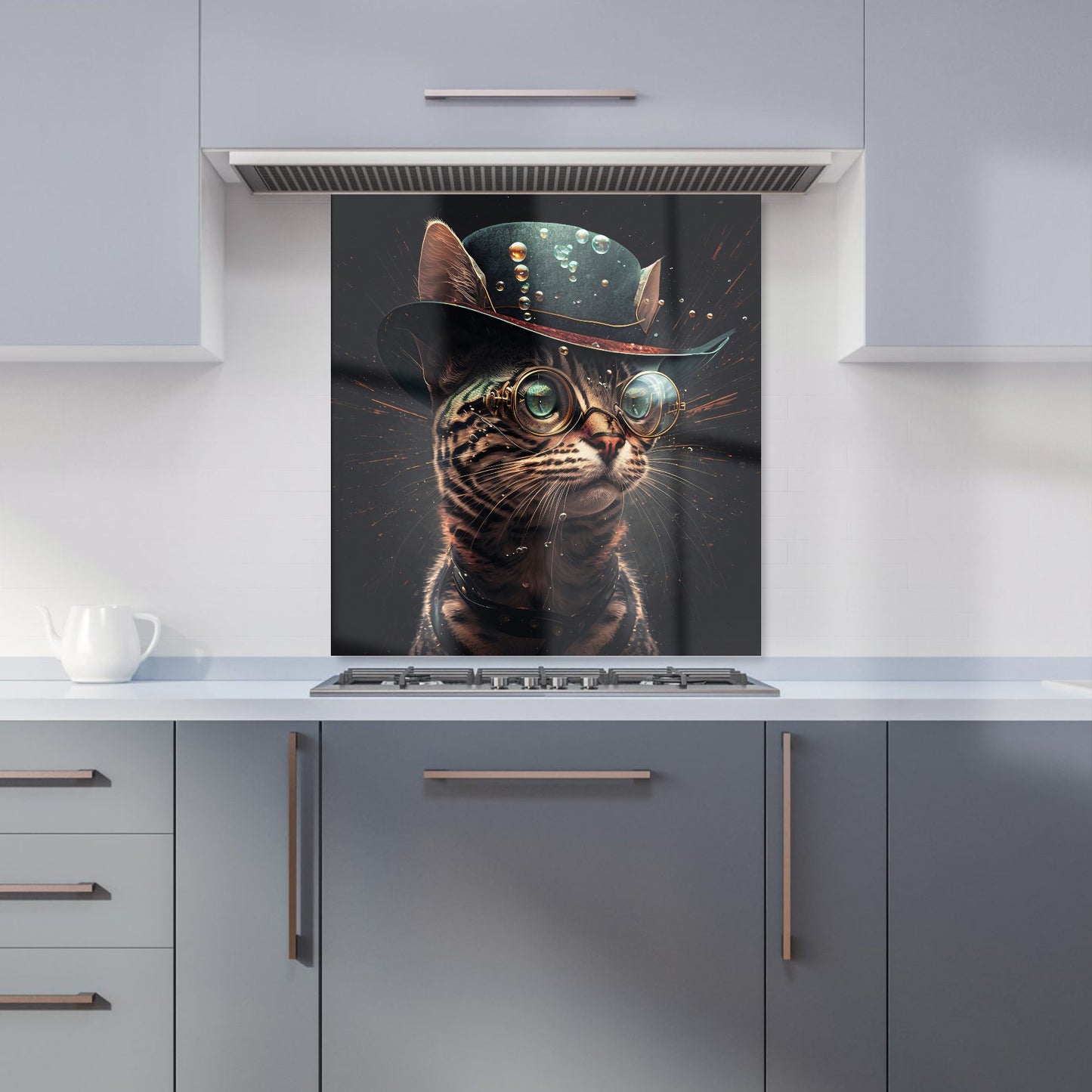 Bengal Cat Face Glasses Splashart Kitchen Splashback