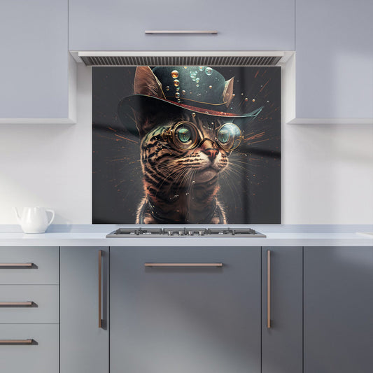 Bengal Cat Face Glasses Splashart Kitchen Splashback