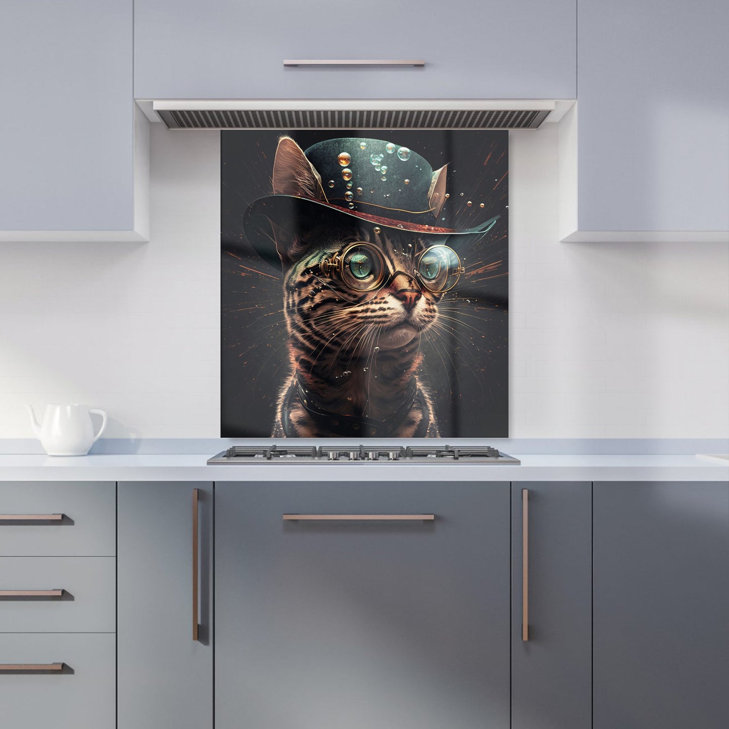 Bengal Cat Face Glasses Splashart Kitchen Splashback