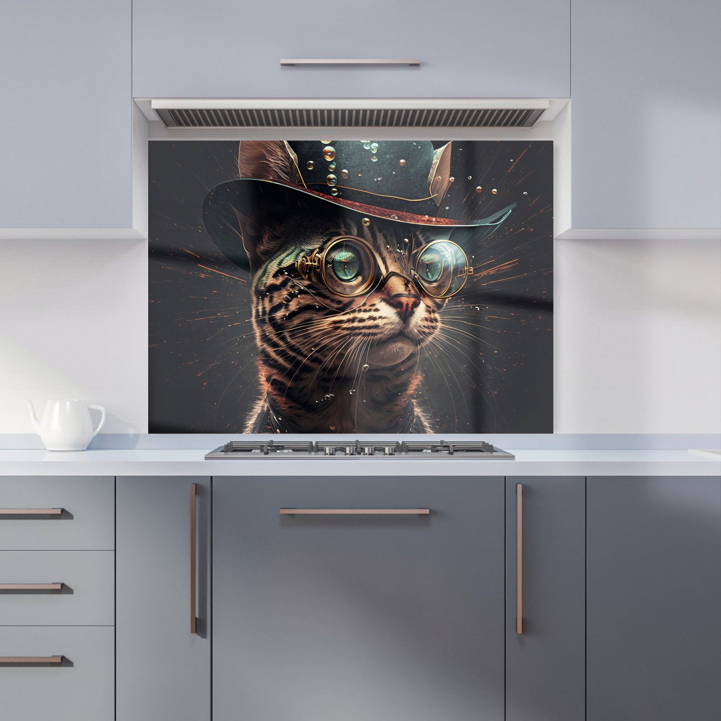 Bengal Cat Face Glasses Splashart Kitchen Splashback