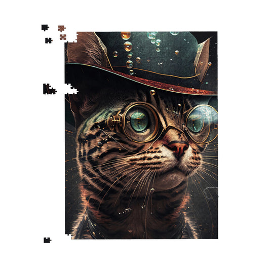 Bengal Cat Face Glasses Splashart Jigsaw Puzzle