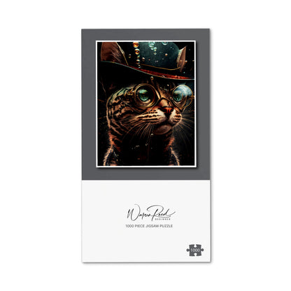 Bengal Cat Face Glasses Splashart Jigsaw Puzzle