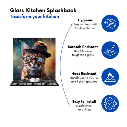 Bengal Cat Face With Splashart Kitchen Splashback