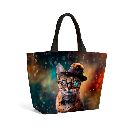 Bengal Cat Face Splashart Beach Shopper Tote Bag