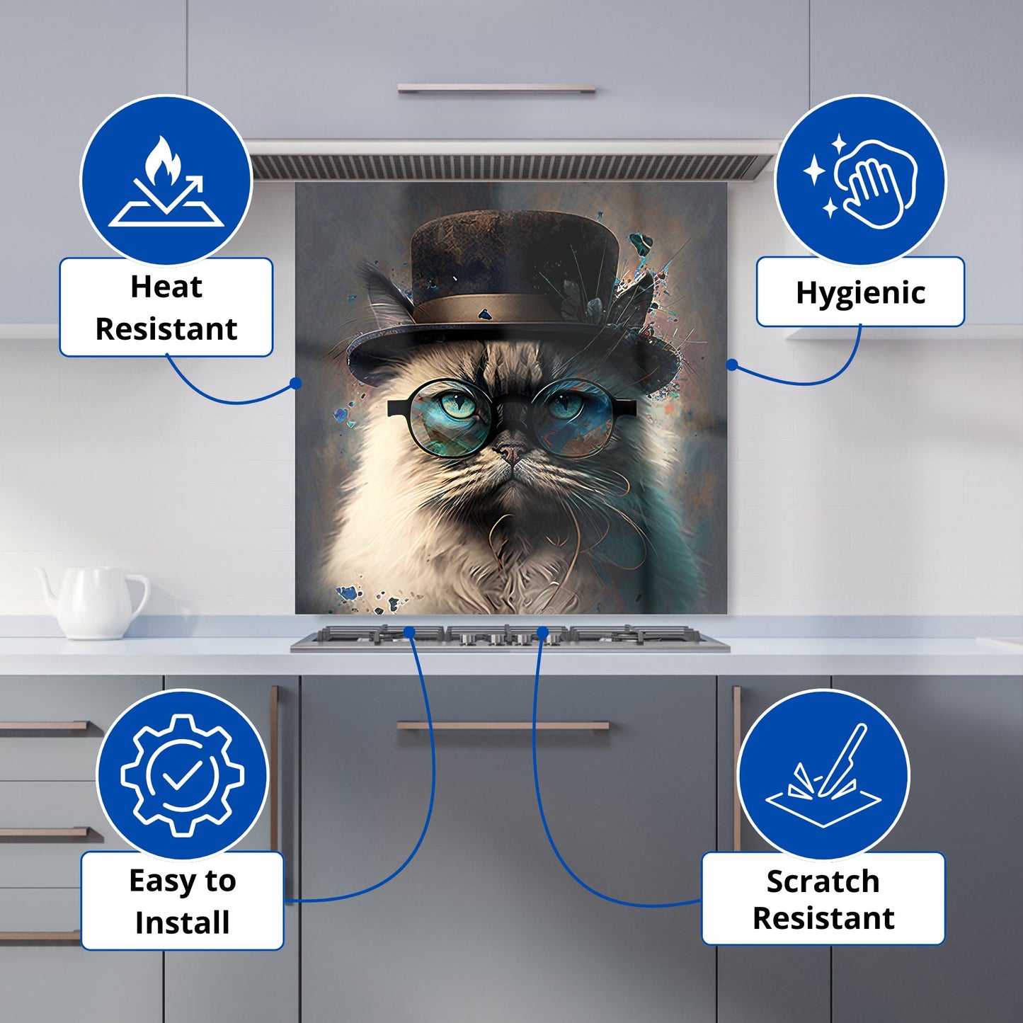 Birman Cat Face Splashart Kitchen Splashback