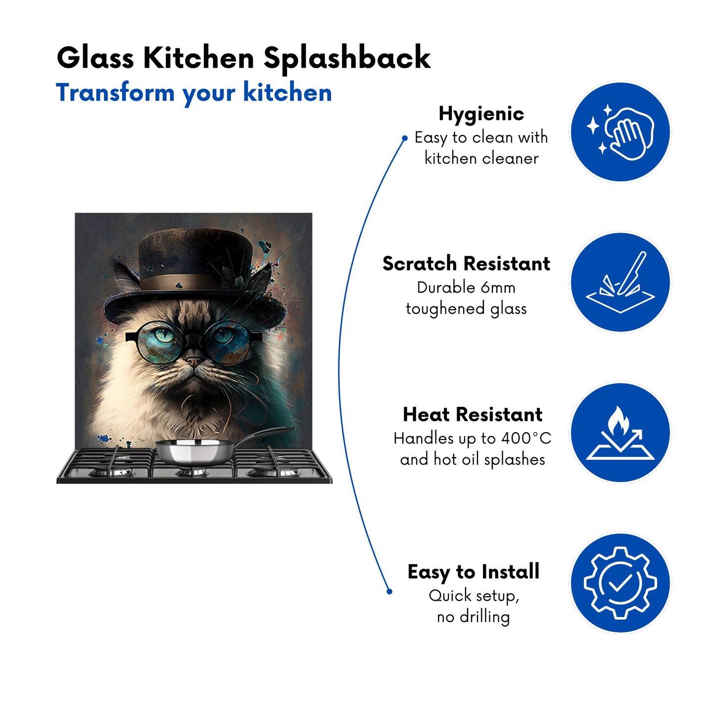 Birman Cat Face Splashart Kitchen Splashback