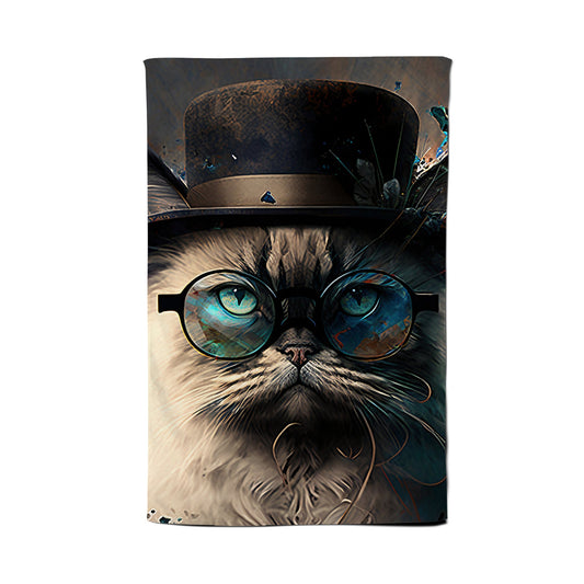 Birman Cat Face Glasses And Hat Splashart Tea Towel