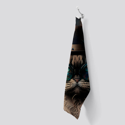 Birman Cat Face Glasses And Hat Splashart Tea Towel