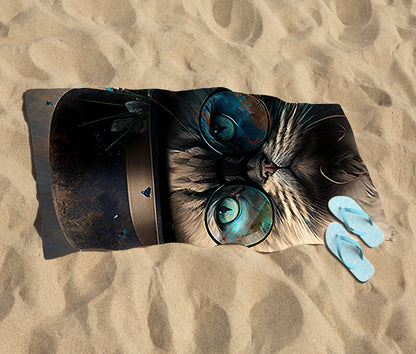 Birman Cat Face Splashart Beach Towel