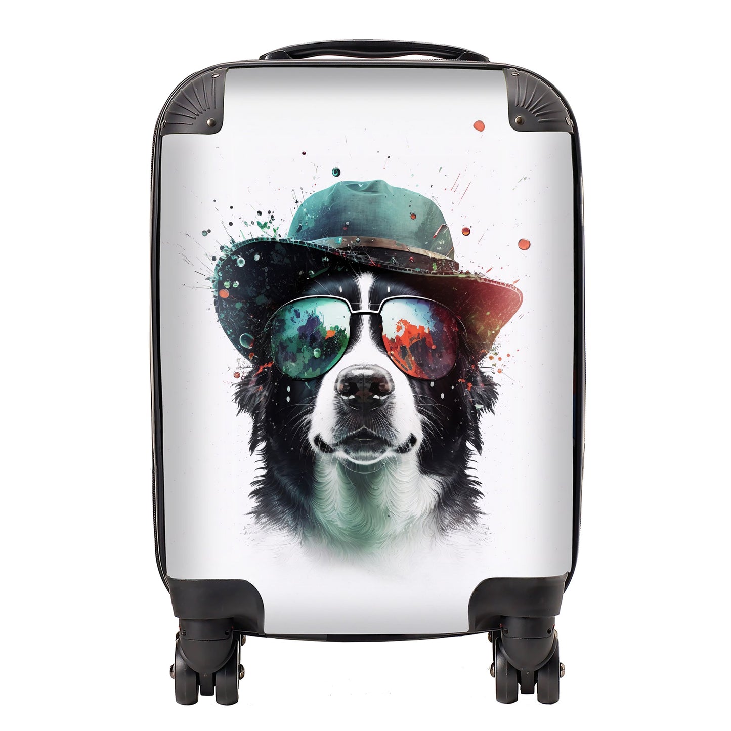 Border Collie Dog Face Glasses And Hat Splashart Suitcase