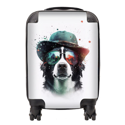 Border Collie Dog Face Glasses And Hat Splashart Suitcase
