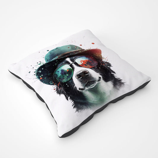 Border Collie Dog Face Splashart Pet Bed