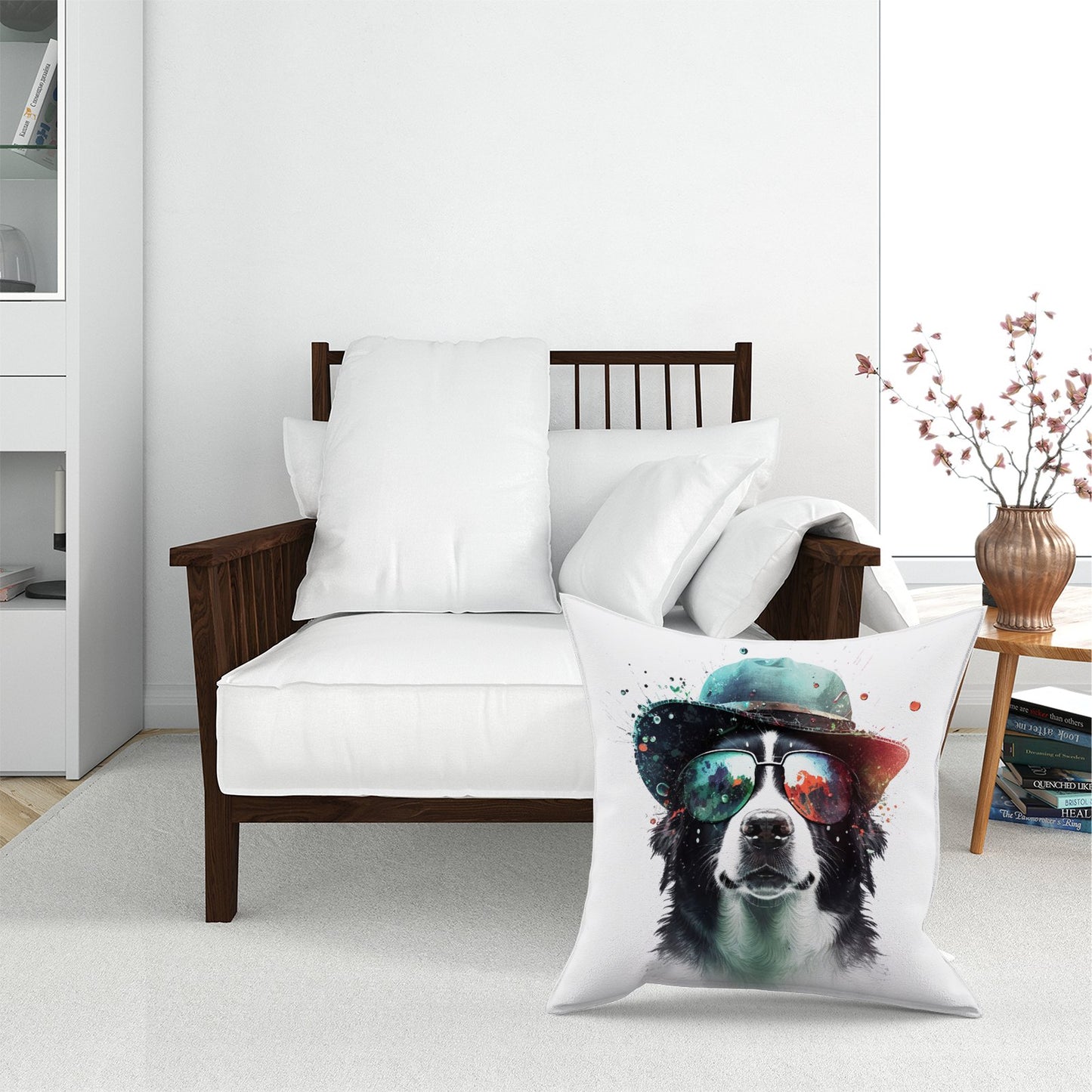 Border Collie Dog Face Splashart Pet Bed