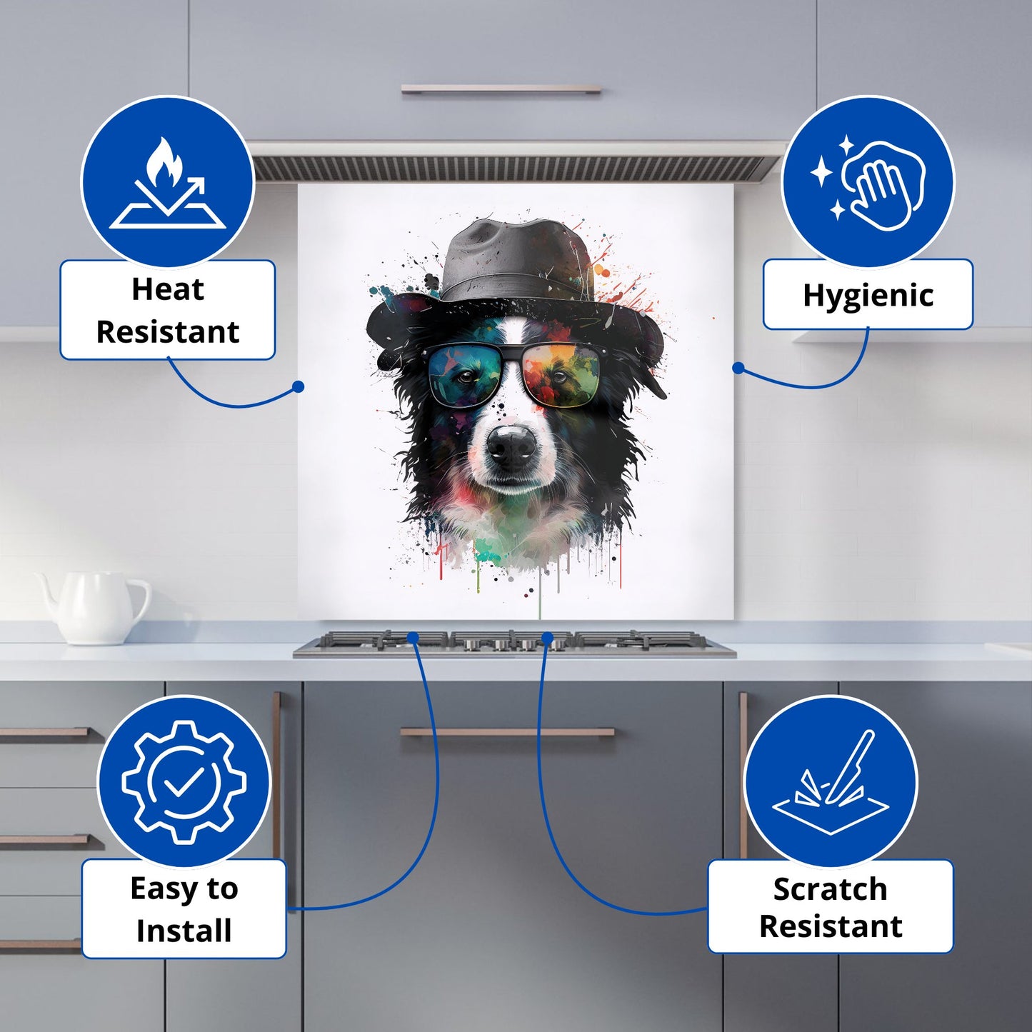 Border Collie Dog Kitchen Splashback
