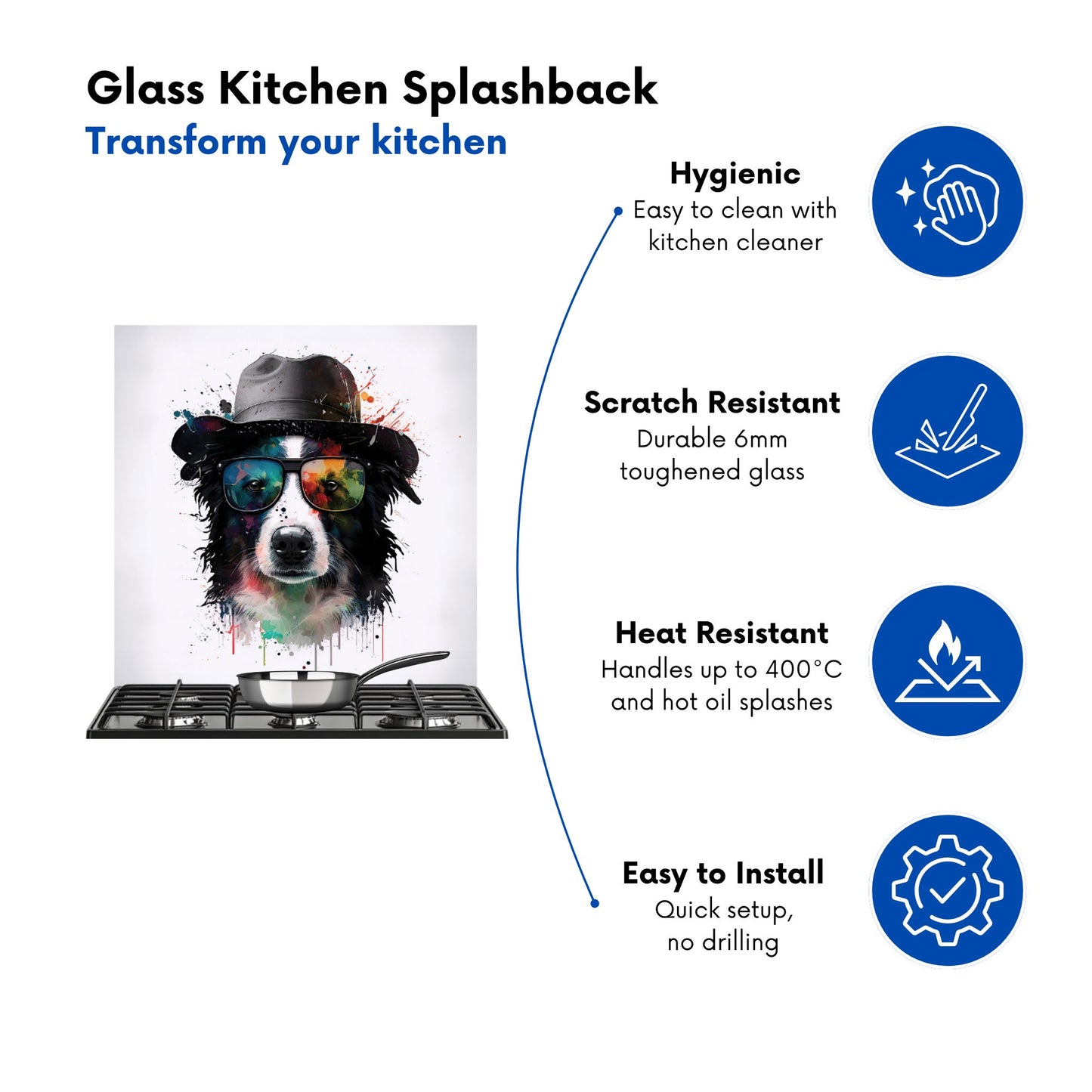 Border Collie Dog Kitchen Splashback