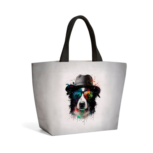 Border Collie Dog Splashart Beach Shopper Tote Bag