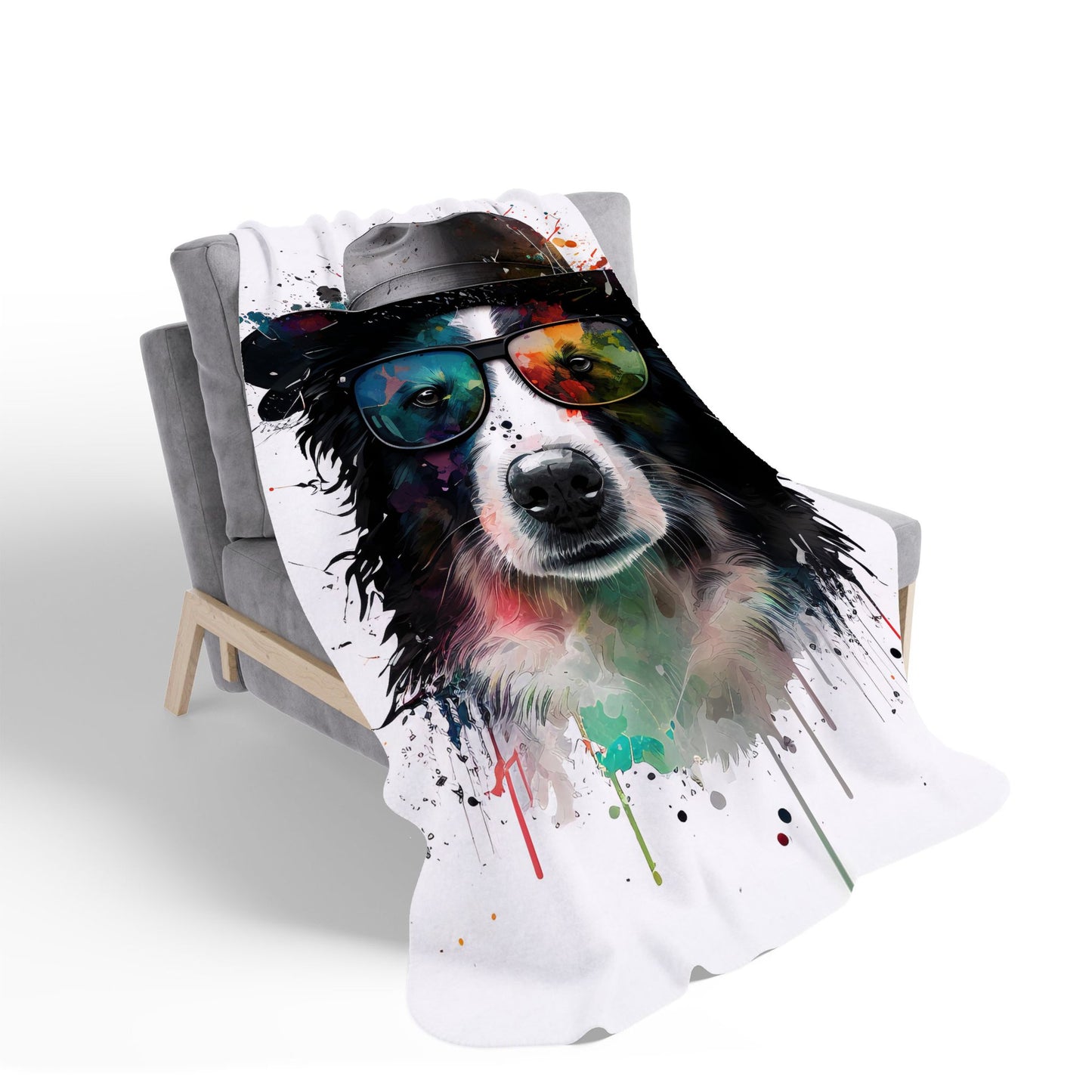 Border Collie Dog Sherpa Blanket