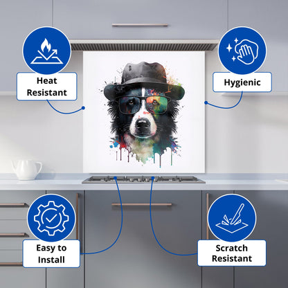 Border Collie Dog Splashart Kitchen Splashback